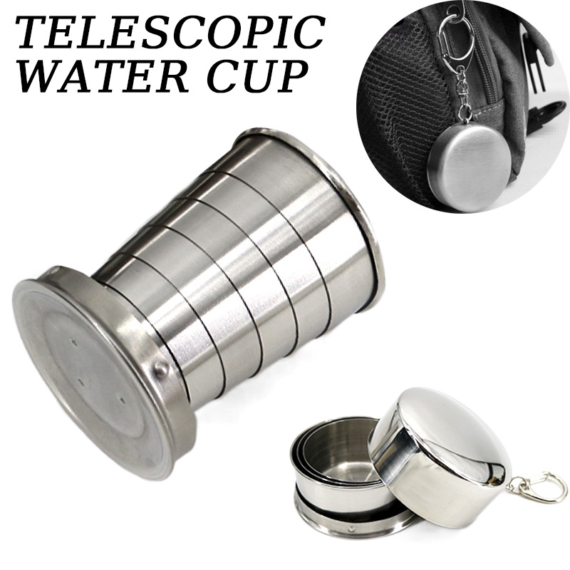 Outdoor Camping Utensils - Przenośny składany kubek ze stali nierdzewnej,