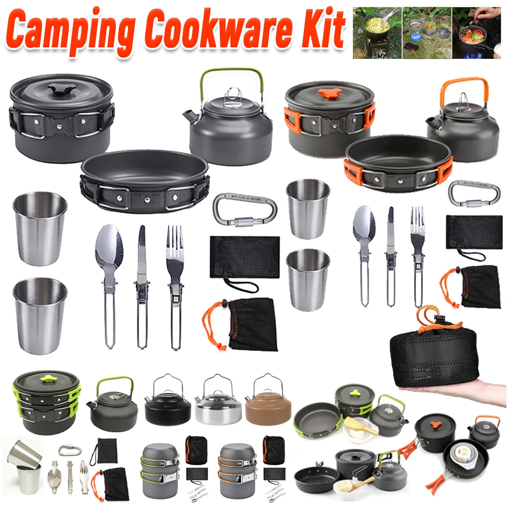 Outdoor Camping Utensils - Zestaw naczyń kempingowych Czajnik Garnek Patelnia